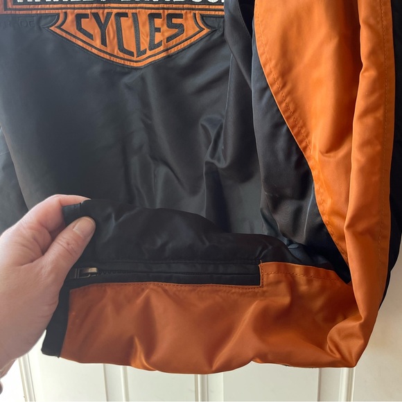 Harley Davidson Black & Orange embroidered Nylon Jacket - Picture 6 of 6